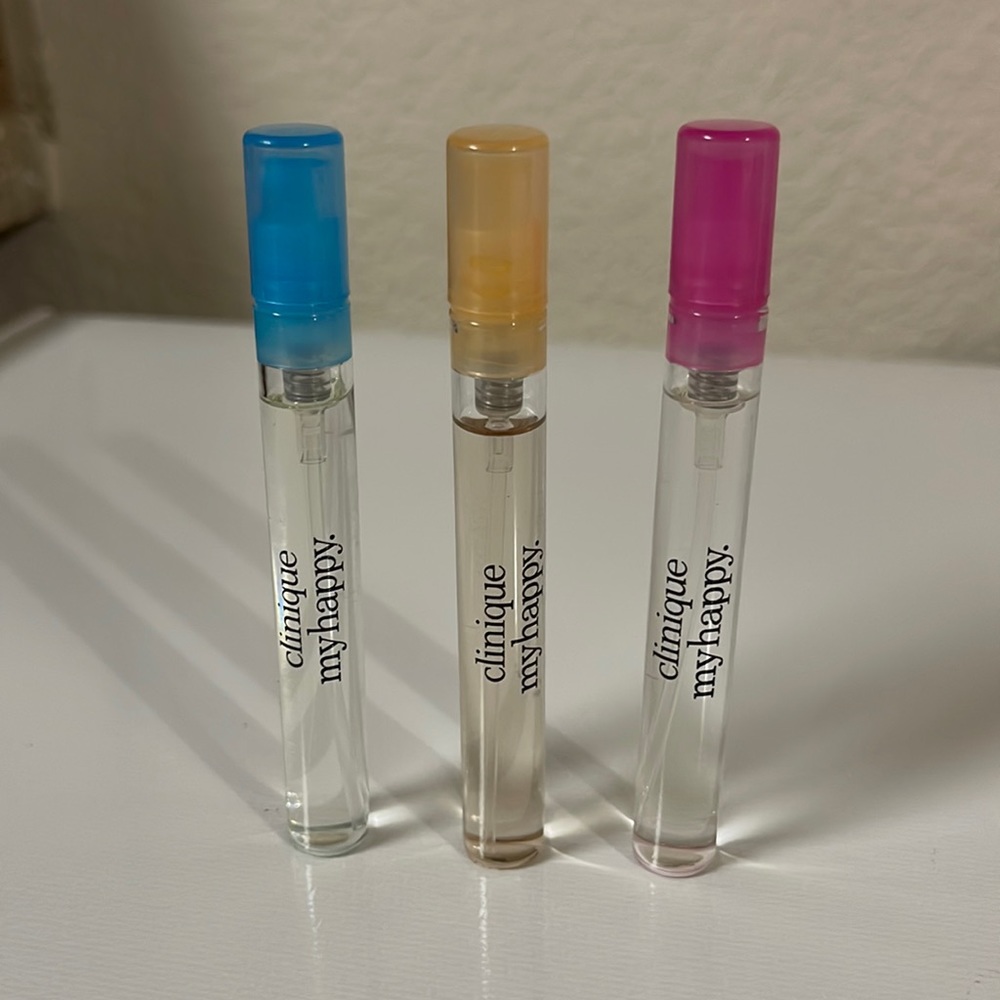 (006) NEW Clinique EDP “My Happy” blue, pink, and yellow perfume sprays!